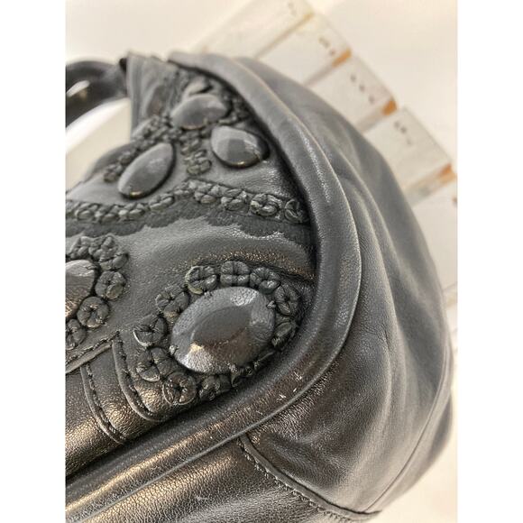 BRIGHTON LOCK HEART ISSIE BLACK LEATHER HOBO RARE FIND - Picture 9 of 16